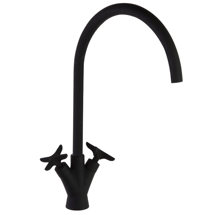 RAMONSOLER 910601NM ADAGIO Grifo Bimando de Fregadero Caño Giratorio 220mm Negro Mate
