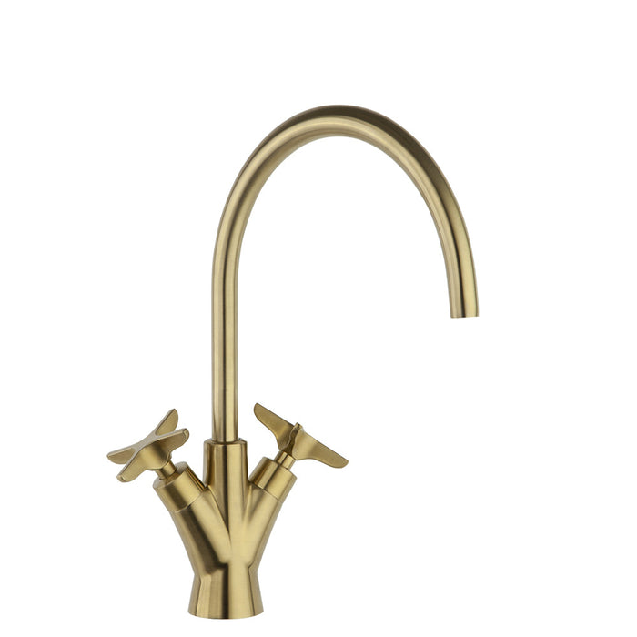RAMONSOLER 910101OC ADAGIO Grifo Bimando de Lavabo Caño Giratorio 170mm Oro Cepillado