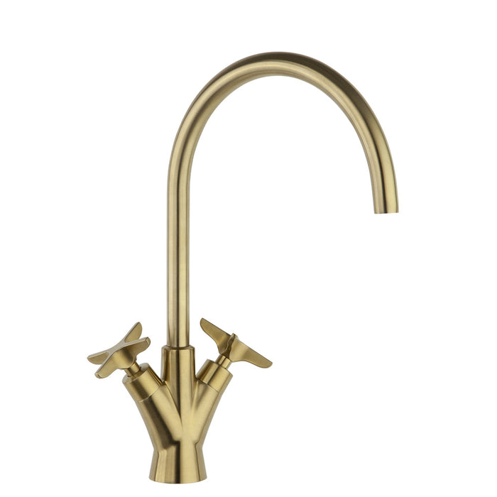 RAMONSOLER 910102OC ADAGIO Grifo Bimando de Lavabo Caño Giratorio 190mm Oro Cepillado