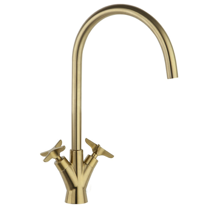 RAMONSOLER 910601OC ADAGIO Grifo Bimando de Fregadero Caño Giratorio 220mm Oro Cepillado