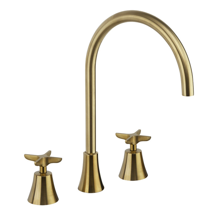 RAMONSOLER 914202OC ADAGIO Grifo Bimando de Lavabo Repisa Caño 190mm Oro Cepillado