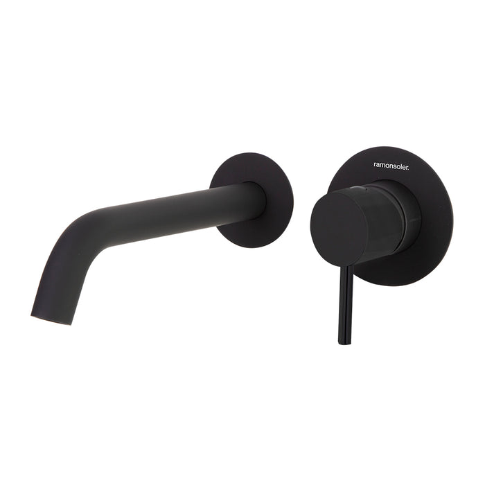 RAMONSOLER 392101NM ODISEA Grifo Monomando Lavabo Empotrado Mural Caño 19 cm Color Negro Mate