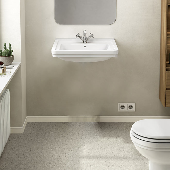 GALA G1203001 NOBLE Lavabo Clásico Suspendido 75 cm Sin Pedestal Blanco