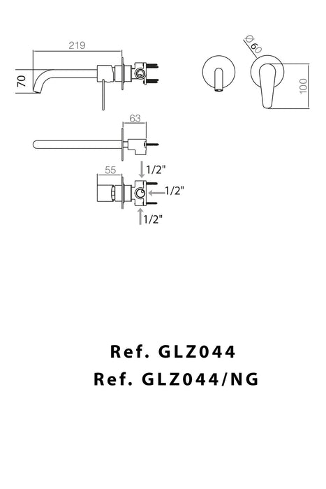 IMEX GLZ044/NG BÉLGICA Grifo de Lavabo Empotrado Negro Mate