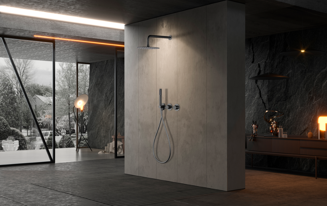 IMEX GTA052/BGM ASSEN Grifo Termostático Ducha Empotrado 2 Vías Black Gun Metal