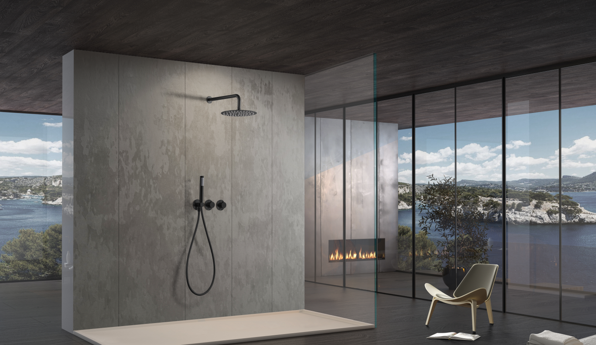 IMEX GTA052/NG ASSEN Grifo Termostático Ducha Empotrado 2 Vías Negro Mate