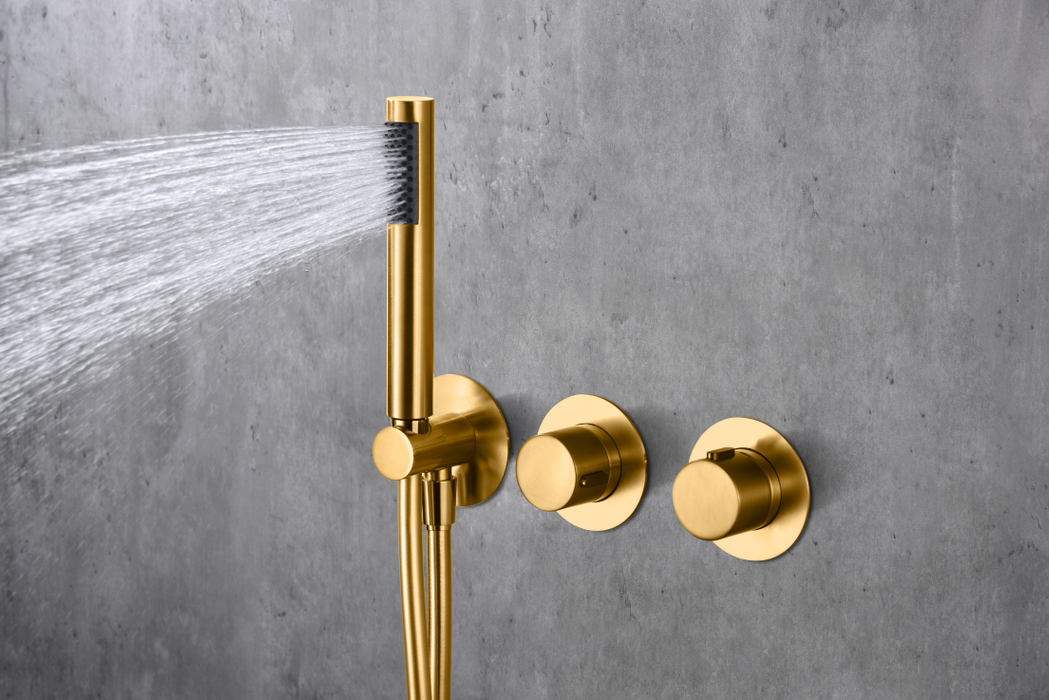 IMEX GTA052/OC ASSEN Grifo Termostático Ducha Empotrado 2 Vías Oro Cepillado