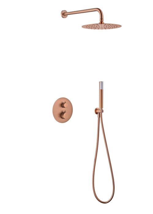 IMEX GTM039/ORC MONZA Conjunto Grifo Ducha Termostático Empotrado Oro Rosa Cepillado