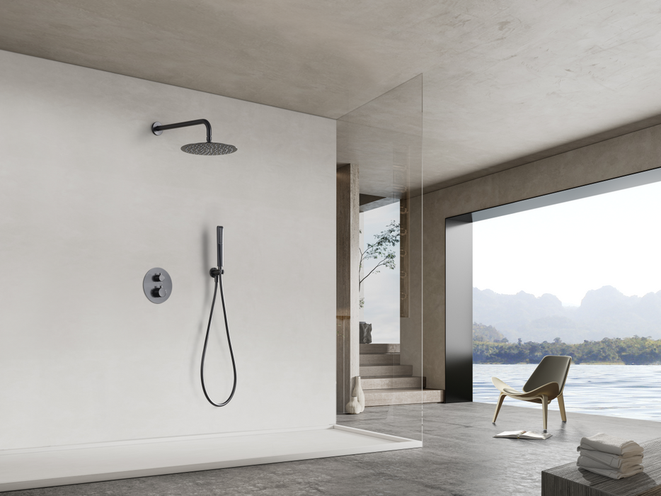 IMEX GTN047/BGM NÁPOLES Conjunto Ducha Termostático Empotrado Black Gun Metal