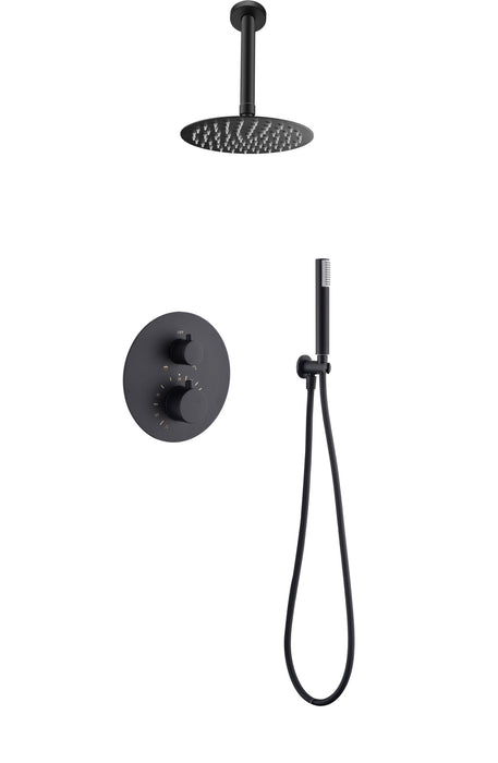 IMEX GTT039/NG TÍVOLI Conjunto Ducha Termostático Empotrado Color Negro Mate
