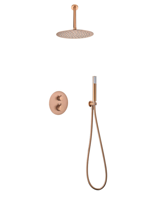 IMEX GTT039/ORC TÍVOLI Conjunto Ducha Termostático Empotrado Color Oro Rosa Cepillado