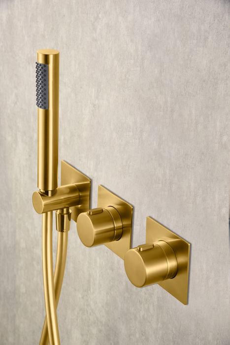 IMEX GTT054/OC TÍBET Conjunto Ducha Termostático Empotrado Oro Cepillado