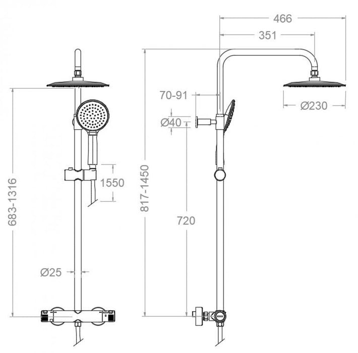 RAMONSOLER DN132DNM Tubo Telescópico Sin Inversor Negro Mate