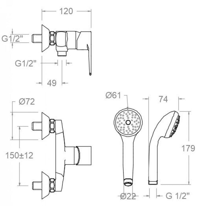 RAMONSOLER 1808VP TITANIUM Grifo Monomando Ducha Cromo