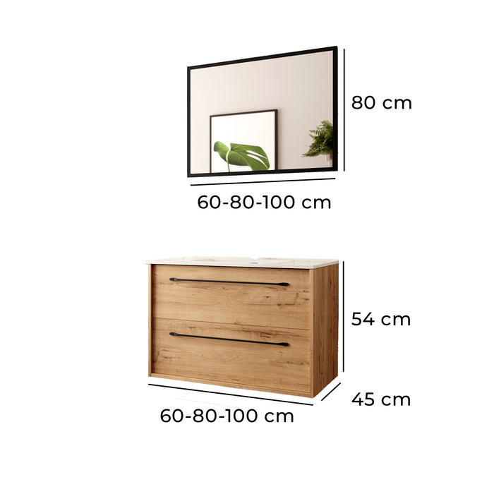 BATHME LENNOX Conjunto Mueble de Baño Completo con Lavabo Encimera Roble Ostippo