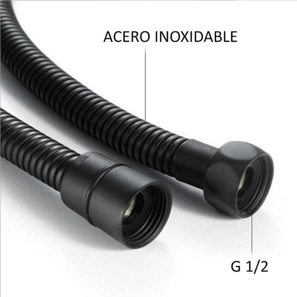 LLAVISAN L126004 Conjunto De Ducha Termostático Telescópico Negro Mate Cuadrado