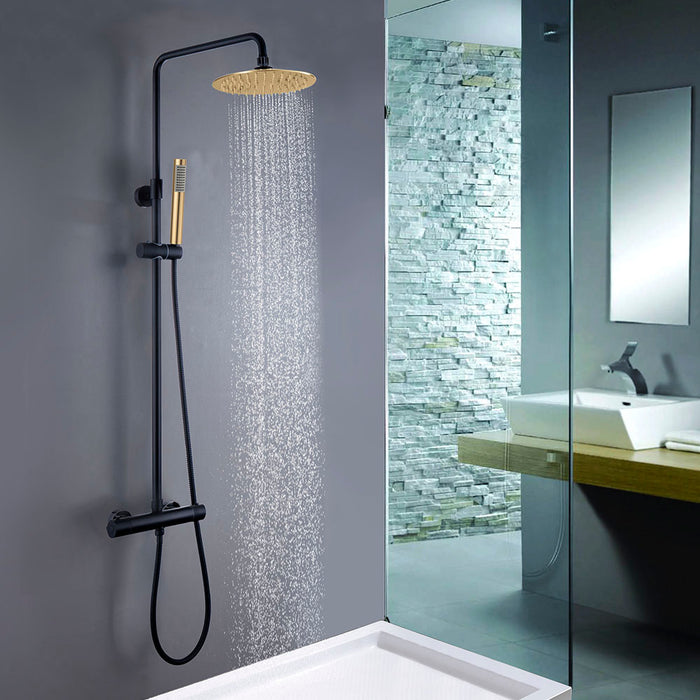 LLAVISAN L127454 ROUND Columna Termostática 83-120 cm Negro Mate Oro