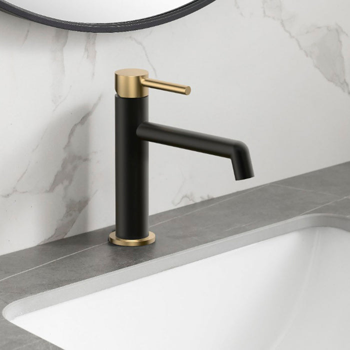 LLAVISAN L157634 OSLO Grifo Monomando de Lavabo Negro Mate Oro
