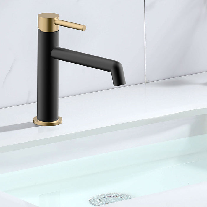 LLAVISAN L157634 OSLO Grifo Monomando de Lavabo Negro Mate Oro