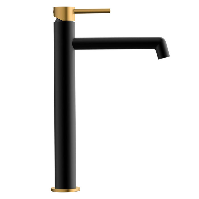 LLAVISAN L157644 OSLO Grifo Monomando de Lavabo Alto Negro Mate Oro