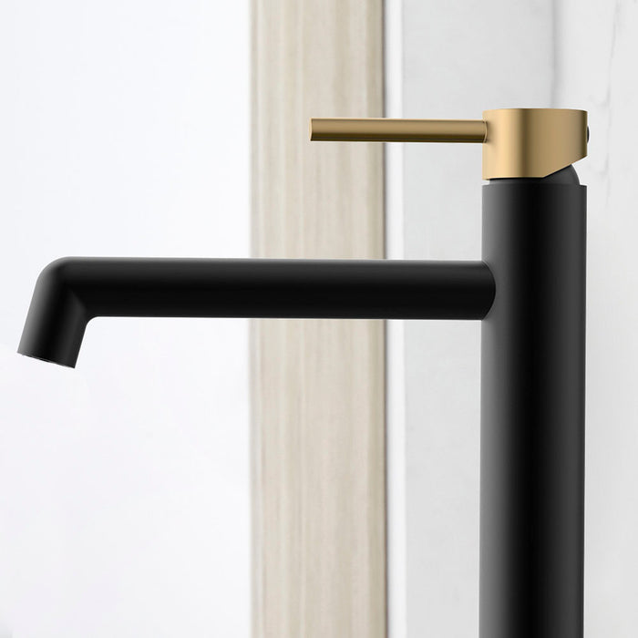 LLAVISAN L157644 OSLO Grifo Monomando de Lavabo Alto Negro Mate Oro