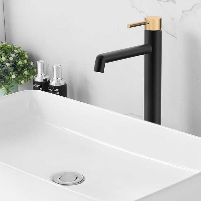 LLAVISAN L157644 OSLO Grifo Monomando de Lavabo Alto Negro Mate Oro