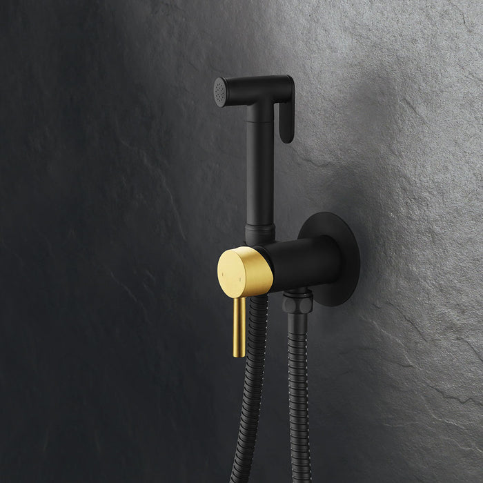 LLAVISAN L157764 OSLO Grifo WC Monomando Hidroescobilla Negro Oro Agua Fría y Caliente