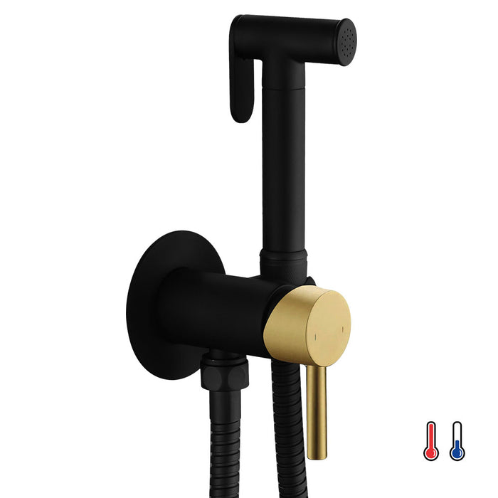 LLAVISAN L157764 OSLO Grifo WC Monomando Hidroescobilla Negro Oro Agua Fría y Caliente