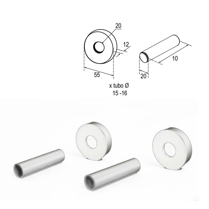 LLAVISAN L307794 Kit cubretubos, dos unidades, con embellecedores, acabado blanco brillo