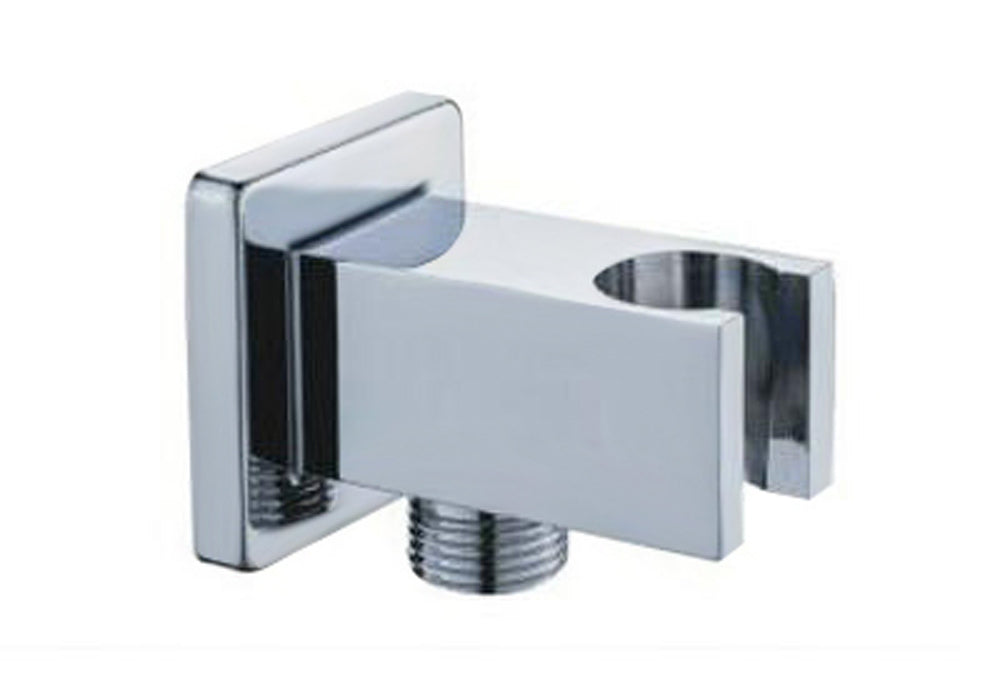 LLUVIBATH SD20012 Soporte Ducha Pared Con Toma Agua Cuadrado Cromo