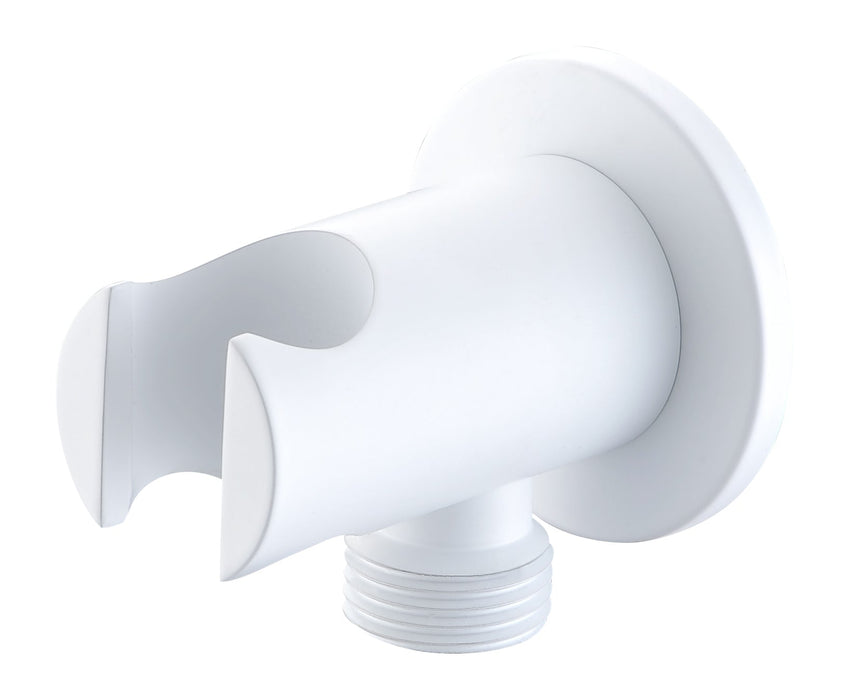 IMEX SFD002/BL Soporte Redondo Para Mango de Ducha Con Salida de Agua Blanco Mate