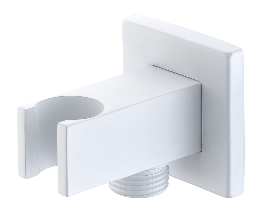 IMEX SFR001/BL Soporte Cuadrado Para Mango de Ducha Con Salida de Agua Blanco Mate