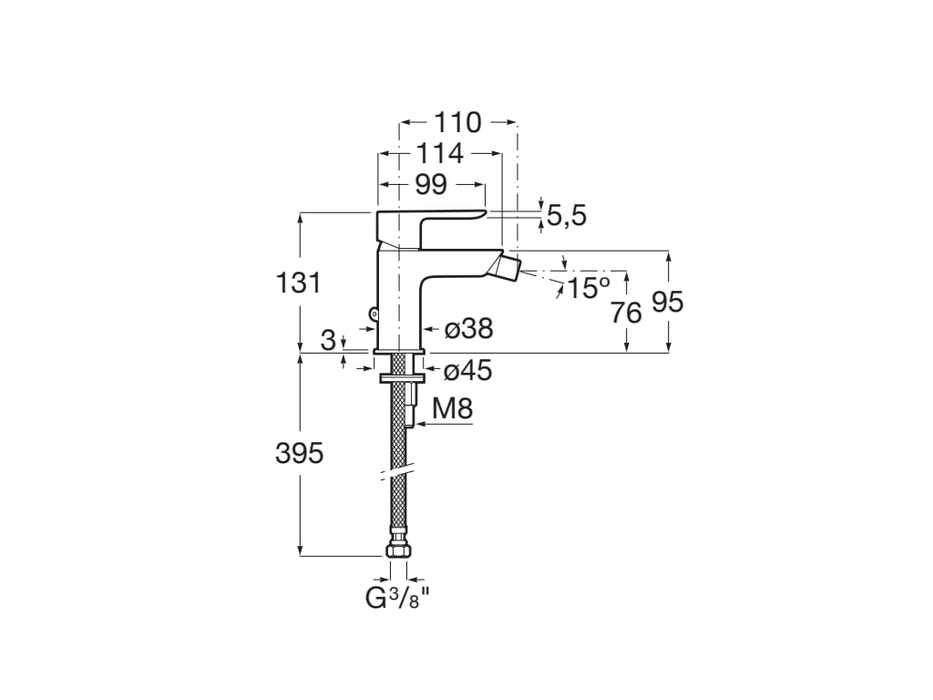 ROCA A5A616EC00 CALA Grifo Monomando Para Bidé Con Enganche Para Cadenilla Cromo