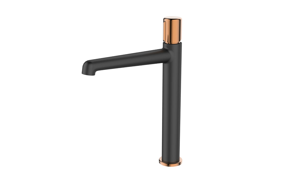 LLUVIBATH TV20605 TIVOLI Grifo Lavabo Alto Monomando Negro Oro Rosa