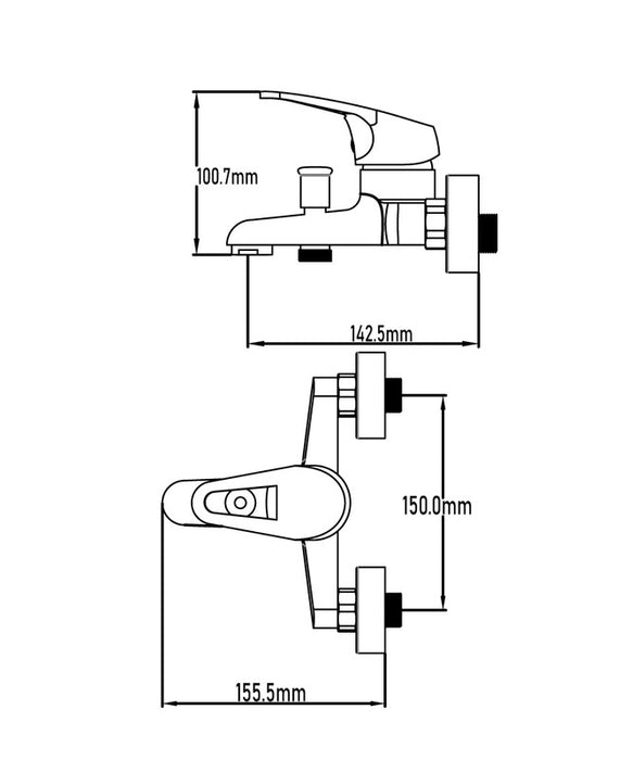 UNIVERSAL DE GRIFERÍA GS10003 NILO Grifo Monomando Baño/Ducha Cromo