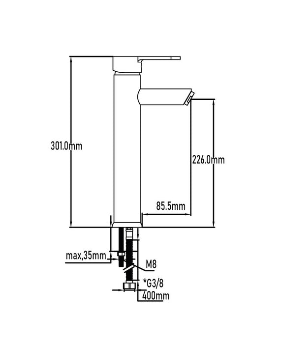 UNIVERSAL DE GRIFERÍA GS10039 GANGES Grifo Monomando Lavabo Alto Cromo