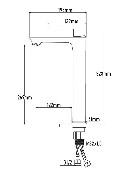 UNIVERSAL DE GRIFERÍA GS10096 KIZU Grifo Monomando Lavabo Alto Cromo