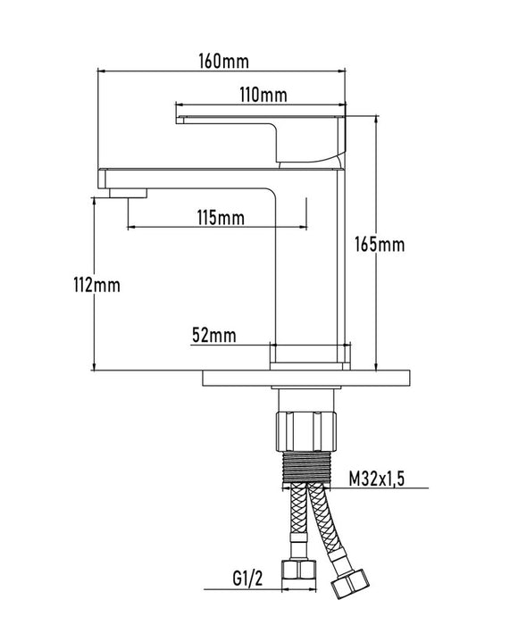 UNIVERSAL DE GRIFERÍA GS10100 YANGTSE Grifo Monomando Lavabo Cromo
