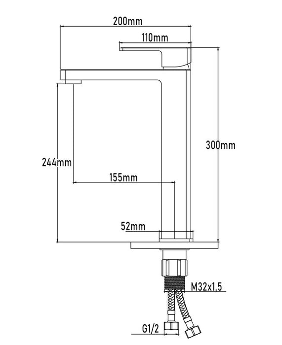 UNIVERSAL DE GRIFERÍA GS10102 YANGTSE Grifo Monomando Lavabo Alto Cromo