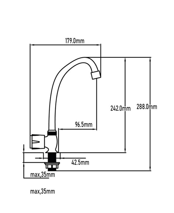 UNIVERSAL DE GRIFERÍA GC11043 UN AGUA Grifo de Cocina Un Agua Cromo