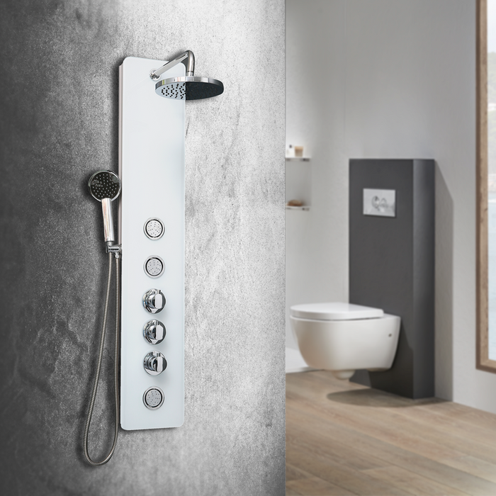 UNIVERSAL DE GRIFERÍA CH30027 HIDROTERAPIA Columna de Ducha Hidromasaje Cristal