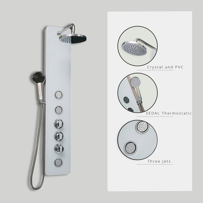 UNIVERSAL DE GRIFERÍA CH30027 HIDROTERAPIA Columna de Ducha Hidromasaje Cristal
