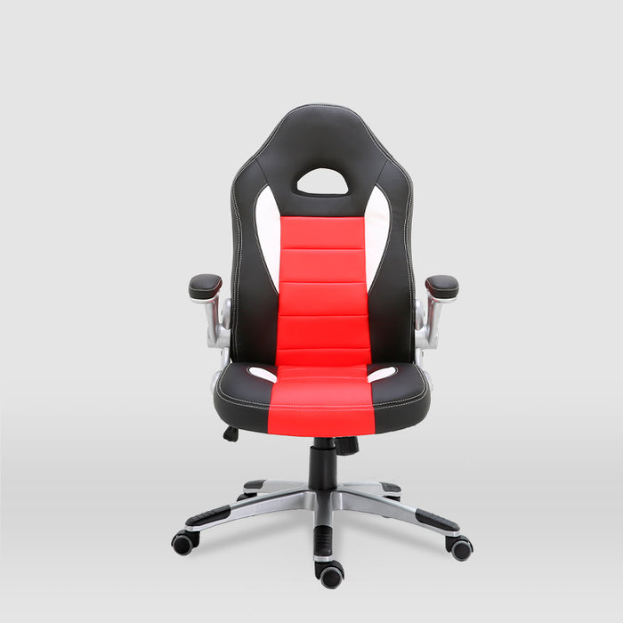FURNITURE STYLE FS2427NGRJ VICTORIA Silla de Estudio Imitación Piel Color Negro/Rojo