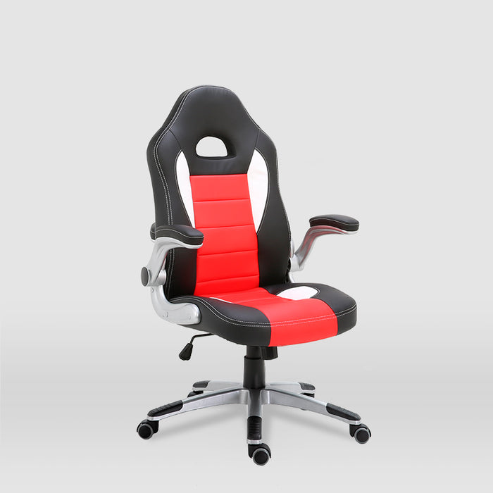FURNITURE STYLE FS2427NGRJ VICTORIA Silla de Estudio Imitación Piel Color Negro/Rojo