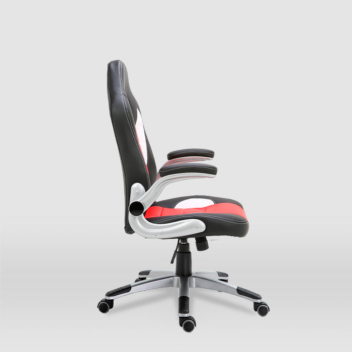FURNITURE STYLE FS2427NGRJ VICTORIA Silla de Estudio Imitación Piel Color Negro/Rojo