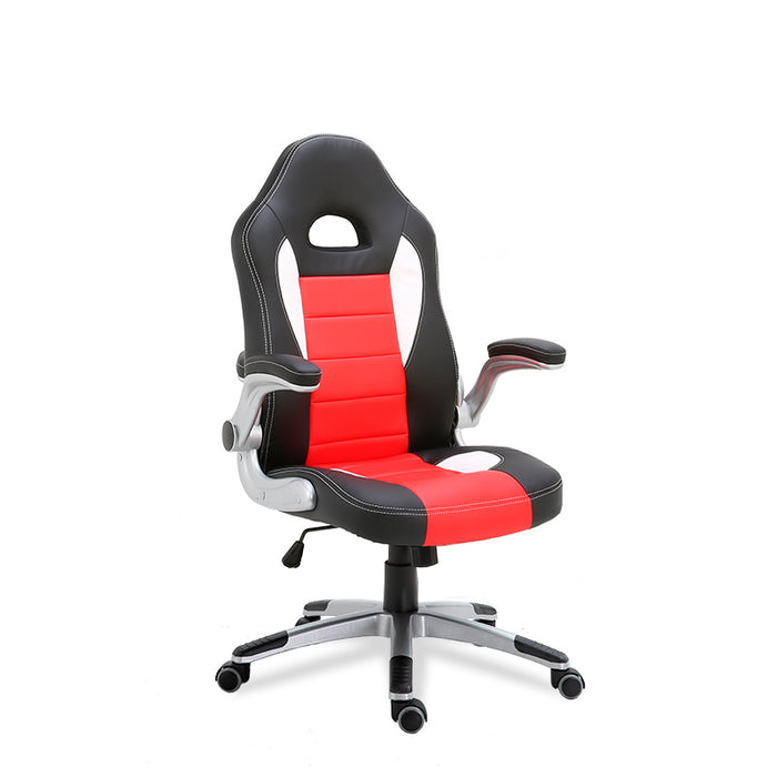 FURNITURE STYLE FS2427NGRJ VICTORIA Silla de Estudio Imitación Piel Color Negro/Rojo
