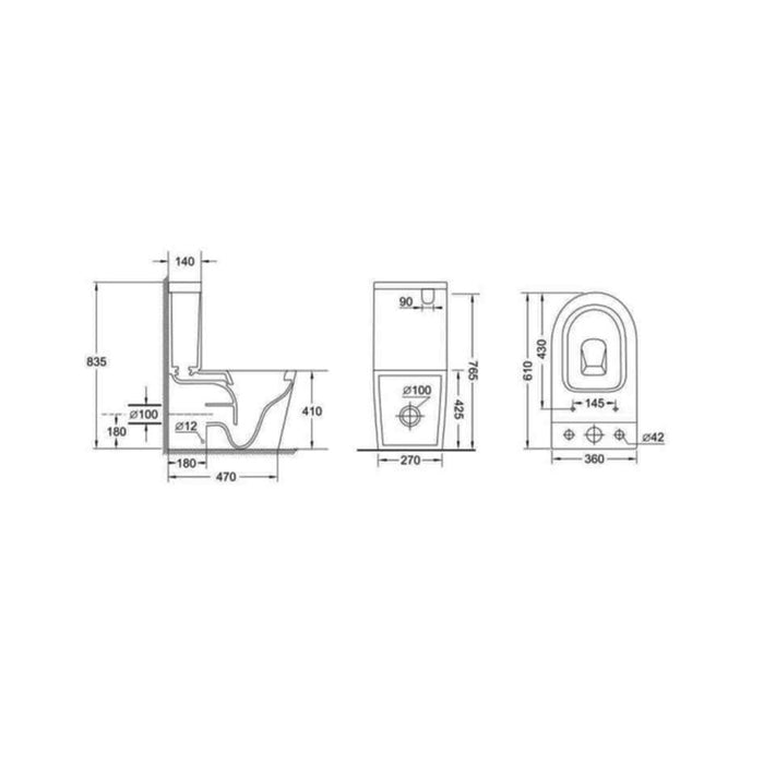 NOVOBATH VENECIA Inodoro Rimless Completo Compacto Negro Mate