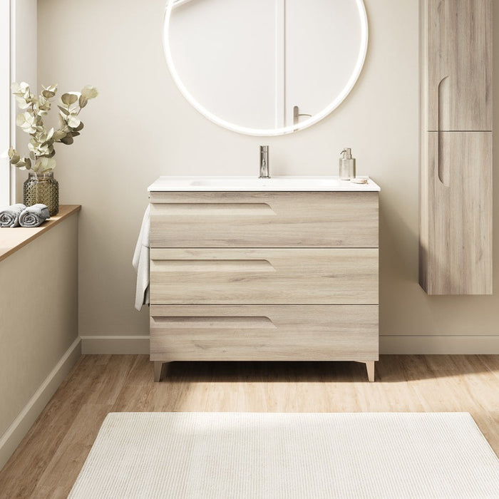 ROYO VITALE Mueble de Baño con Lavabo 3 Cajones Beige Nature