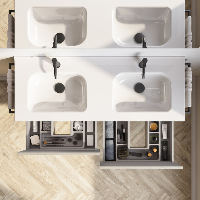ROYO C0072406 VITALE Mueble de Baño con Lavabo 120 cm 4 Cajones Blanco Nature