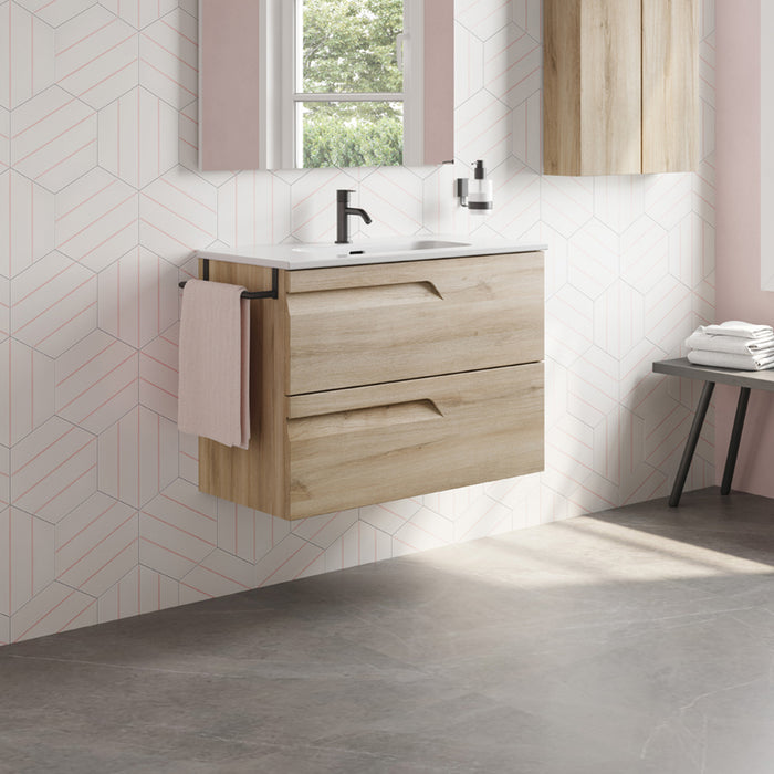 ROYO VITALE Mueble de Baño con Lavabo Fondo Reducido 2 Cajones Beige Nature